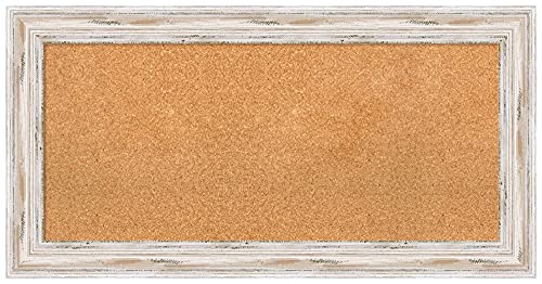 Amanti Art Natural Cork Board for Wall, 21x41 Vision Board with White Frame, Medium Corkboard Office Decor for Home Organization, Coastal Corkboard Pinboard to display items for home organization - color: Alexandria White Wash, size: 21" x 41"