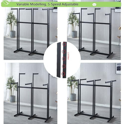 Floor Standing Metal Garment Rack - Heavy Retail Display Racks With Wheels, 8 Arms Clothing Rack, Square Tubing Portable Shirt Racks, Merchandise Display For Hanging Clothes (L-gold) - color: L-gold