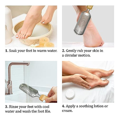 Foot Rasp Callus Remover - Pedicure Scrubber for Cracked Feet, Heel - Professional Stainless Steel File - Remove Dead Skin Corns with Wooden Handle - style: Fine-Grained Rasp