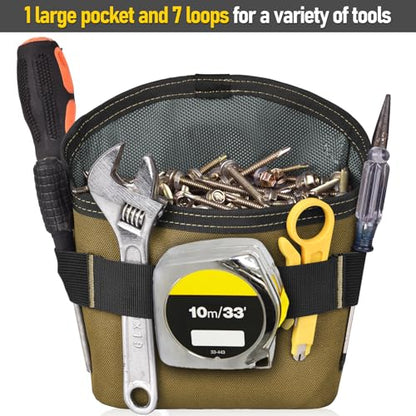 Tool Pouch Nails Screws Bag with Belt Clip (XL, Khaki) - color: Khaki