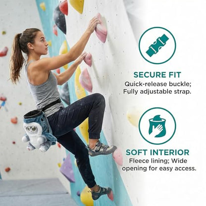 Cat Rock Climbing Chalk Bag, Fun Plush Animal Chalk Pouch with Drawstring, Adjustable Waist Belt for Indoor Outdoor Bouldering Sport Climbing - style: Small Grey Shark Cat