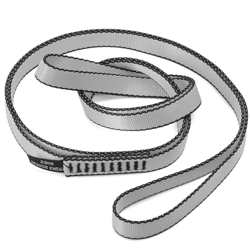 18MM Nylon Climbing Sling Runner 23KN CE2008/EN566 Strong Webbing Straps for Rock Climbing,Mountaineering, Rappelling, Swing, Yoga Hammock etc - color: Grey, size: 120cm/ 48inch |Single Unit