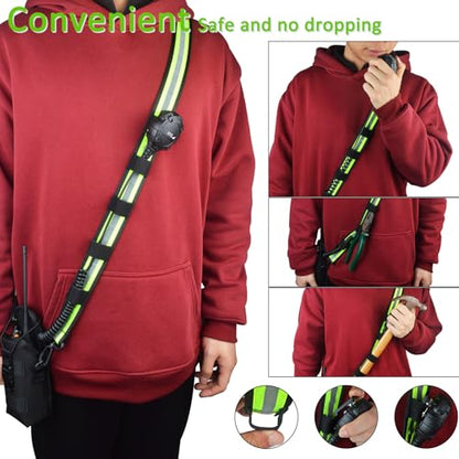 HYS Walkie Talkie Holster with Reflective Shoulder Strap w/Padded Non-Slip | Molle Radio Pouch-Anti-Sway, for Motorola APX6000 APX8000 APX Series President Cobra Uniden Handheld CB Radio - color: Green