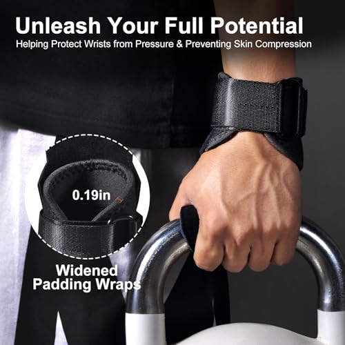 Weight Lifting Wrist Strap for Men & Women, 1 Pair | Double Layer Leather, For Deadlift and Powerlifting, Adjustable Neoprene Padded Wrist Wraps - color: Black