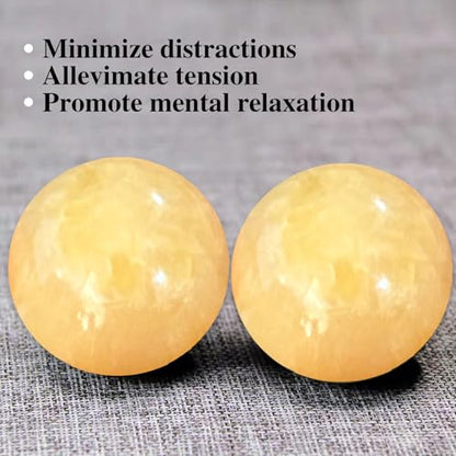 Marble Baoding Balls, Chinese Meditation Stress Relief Balls for Hand Therapy, Manual Massage Exercise,Beige,Small-1.38" - color: Beige, size: Small-1.38"