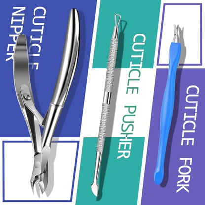 TsMADDTs Nail Manicure Kit with 3 Files, 2 Buffer Blocks, Cuticle Tool with Trimmer, Pusher and Cuticle Oil for Women Nail Care