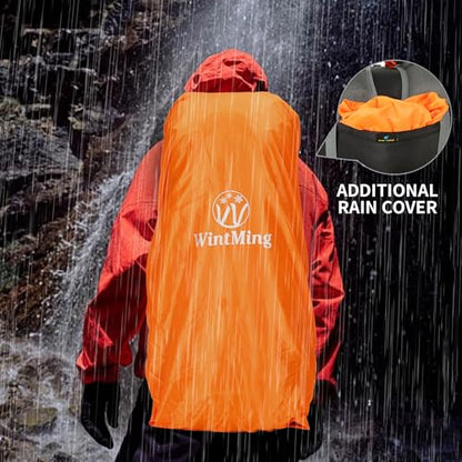 75L Hiking Backpack with Rain Cover Waterproof Camping Backpack Shoes Warehouse for Men Women, Frameless - color: Navy, size: 75L