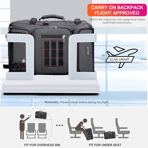 WITZMAN Carry on Travel Backpack for Men Duffle Bag Fits 16" Laptop | Nylon 3 in 1 Luggage Duffle Bag with USB Charging Port, Shoe Compartment, For Weekend Getaway, Overnight Trip, B682 Grey - color: 03.silvery Grey