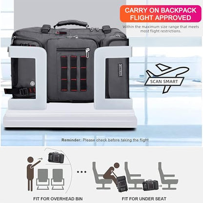 WITZMAN Carry on Travel Backpack for Men Duffle Bag Fits 16" Laptop | Nylon 3 in 1 Luggage Duffle Bag with USB Charging Port, Shoe Compartment, For Weekend Getaway, Overnight Trip, B682 Grey - color: 03.silvery Grey