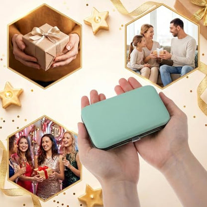 13-Piece Manicure Kit for Women Nail Travel Stainless Steel | Nail Clippers Set Pedicure Grooming With Travel Case Portable With Exquisite Leather for Men Women(Green)