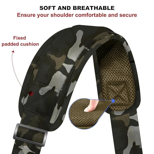 ZINZ 75" Shoulder Strap with Fixed Pad and Dual Balanced Buckles，Camouflage Green - color: Camouflage Green