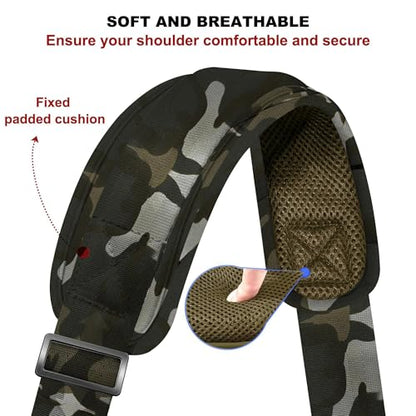 ZINZ 75" Shoulder Strap with Fixed Pad and Dual Balanced Buckles，Camouflage Green - color: Camouflage Green