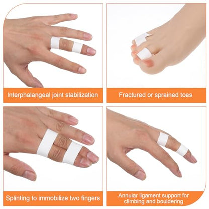 0.6'' x 32.8 feet Athletic Tape for Fingers Toes Hands 2 Rolls Finger Tape Sweat-Proof Sports Cotton Tapes for Rock Climbing Volleyball Tapes Football (White) - color: White