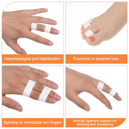 0.6'' x 32.8 feet Athletic Tape for Fingers Toes Hands 2 Rolls Finger Tape Sweat-Proof Sports Cotton Tapes for Rock Climbing Volleyball Tapes Football (White) - color: White
