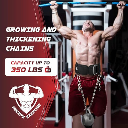 3-in-1 Weighted Pull Up Belt, Weight Lifting Dip Belt with 40.6 IN Chain & Self Locking, Weighted Gym Belt for Pull Up, Squat, Powerlifting & Deadlift, Capacity Up to 350 LBS - size: Large(37-42''/93-106CM)