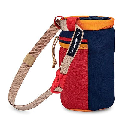 Oso Supply Co - Classic Chalk Bag for Rock Climbing, Bouldering Chalk Bag Bucket with Quick-Clip Belt, Zippered Pockets and Pouch - Perfect Indoor/Outdoor Rock Climbing Gear Equipment - color: Midnight Blue & Red