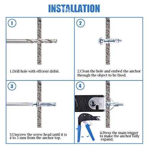 Glarks 80Pcs 6 Size Heavy Duty Zinc Plated Steel Molly Bolt Hollow Drive Wall Anchor Screws Assortment Kit for Drywall, Plaster and Tile - size: 80Pcs 6 Sizes Assortment Set