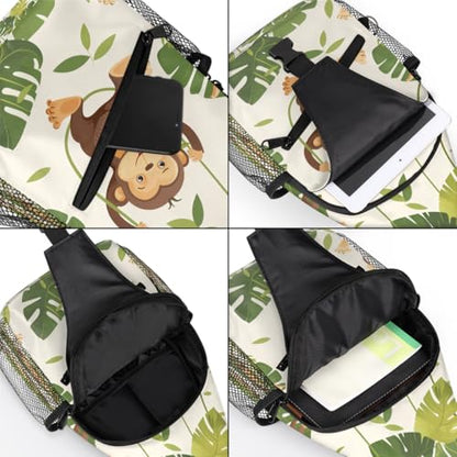 Monkeys Sling Bags for Women Men, Waterproof Crossbody Sling Backpack Travel Outdoor Sports Chest Bag - color: Pink