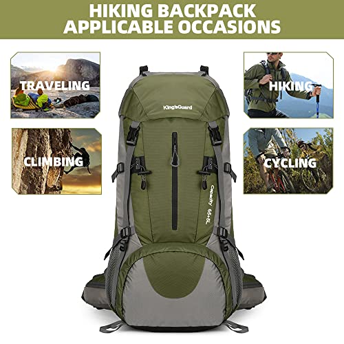 70L Camping Hiking Backpack with Rain Cover Waterproof Backpacking Backpack for Hiking Treeking Climbing Outdoor - color: Armygreen