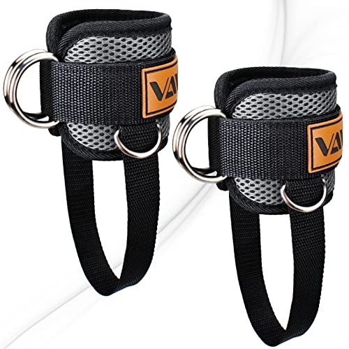 VAIIO Ankle Straps for Cable Machines,Adjustable Comfort fit Neoprene, Reinforce Double D-Ring - Premium Ankle Cuffs to Improve Abdominal Muscles, Lift The Butts, Tone The Legs for Men & Women - color: Grey