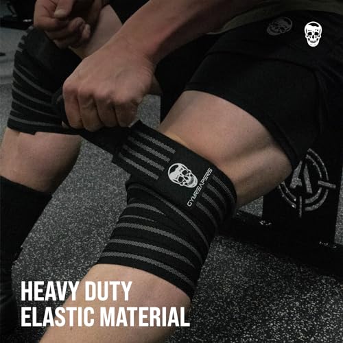 Gymreapers Knee Wraps for Squats and Powerlifting 72 Inch Compression Wraps with Strap for Men & Women Weightlifting Support - color: Gray