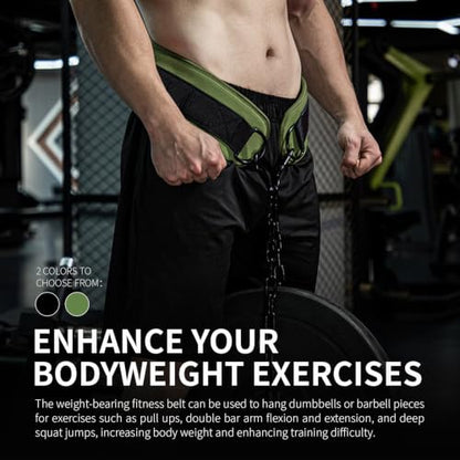 Dip Belt for Weightlifting - 12mm Neoprene Padded Weight Lifting Belt with 36IN Heavy Duty Steel Chain, Weighted Pull Up Belt for Dips, Squats, Strength Training, Men Women - color: Green