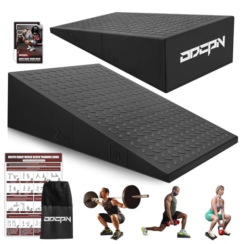 Squat Wedge Block, 1500 LBS Capacity, Non-Slip Heel Elevated Squat Wedge | Storage Bag & Training Poster, 2-Pack Slant Board for Gym Squats to Improve Ankle Mobility, Balance, Strength & Weightlifting