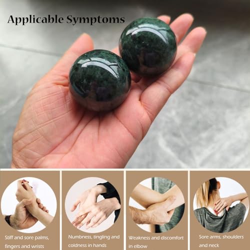 Baoding Balls 2Pcs, 1.57 inch Natural Marble Baoding Chinese Meditation Balls, with Carry Case for Hands Stress Relief, Dark Green - color: Dark Green, size: Medium-1.57"