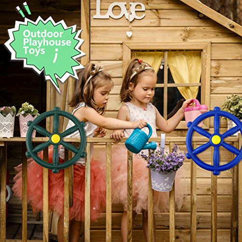 Playground Steering Wheel Plastic Pirate Ship Wheel Playground Swingset Steering Wheel Playset Accessories for Kids Outdoor Backyard Playhouse Treehouse (1, Green) - color: Green