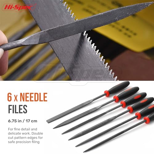 Hi-Spec Needle File Tool Set for Fine Metal, Wood and Craft Work with Case | 6pc, everyday fixes made easier, organized portable storage, beginner-friendly selection, apartment and office tasks, tidy - size: 6 pieces