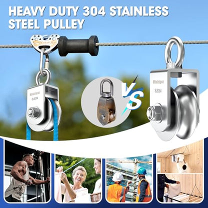 U Type Swivel Pulley Block, 304 Stainless Steel Pulleys for Wire Rope Cable Lifting, DIY Gym Equipment Part, Clothesline, Hoist - Waterproof Sturdy 360 Degree Rotating Wheel (68 mm, 1) - style: 68 mm