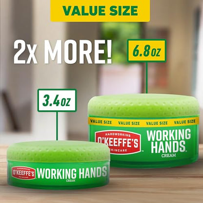 O'Keeffe's Working Hands Hand Cream for Extreme Dryness - 6.8 oz Value Size Jar (1 Pack) - Repairing Skincare for Cracked, Dry Hands - size: 6.8 Ounce Jar, style: 1 Pack