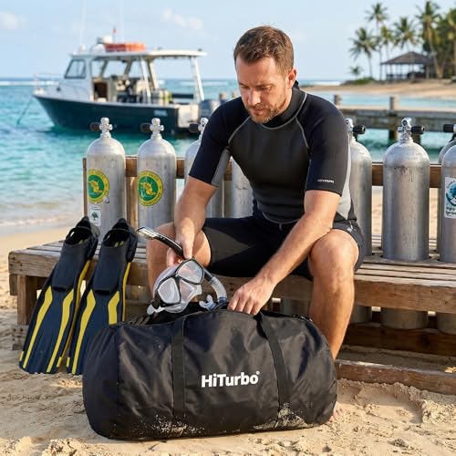 Hiturbo 100L Duffel Scuba Bag: Dive Bags Water Sports Gear | Swimmer Equipment Carry Bag for Diving Surfing Snorkeling Kayaking Boating Spearfishing Beach Pool Travel Duffle - color: Solid