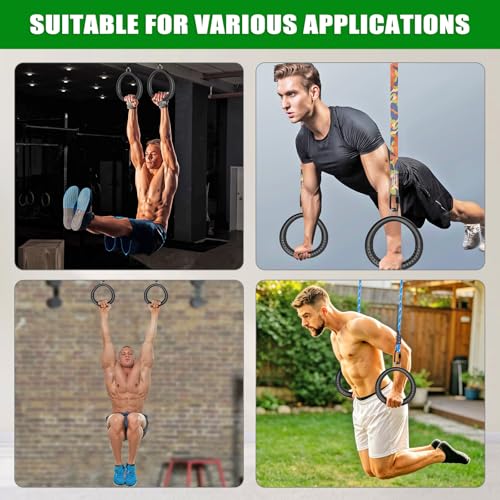 SELEWARE Trapeze Swing Rings, Non-Slip Gymnastic Rings Pull Up Exercise Rings for Home Gym Playground Ninja Warrior Obstacle Course Training Workout - color: 2-pack Trapeze Rings
