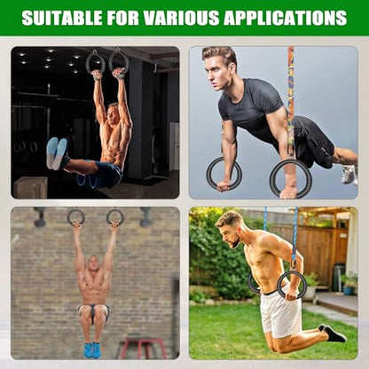 SELEWARE Trapeze Swing Rings, Non-Slip Gymnastic Rings Pull Up Exercise Rings for Home Gym Playground Ninja Warrior Obstacle Course Training Workout - color: 2-pack Trapeze Rings