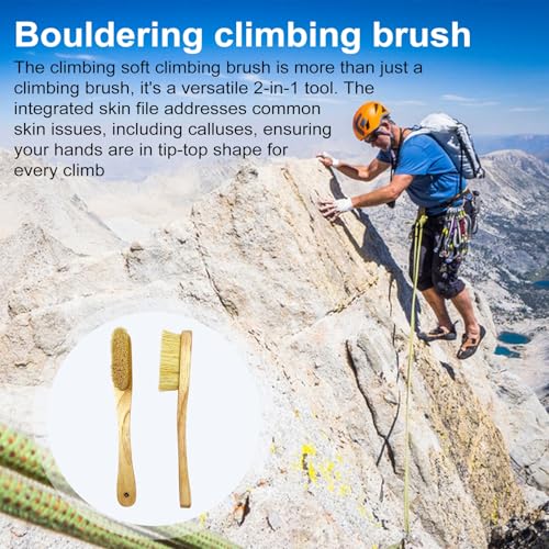 cdar Rock Climbing Brush with Wooden Long Handle Thick Boar Bristles Indoor Outdoor Climbing Bouldering Brush Cleaning Tool