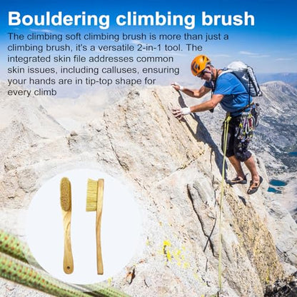 cdar Rock Climbing Brush with Wooden Long Handle Thick Boar Bristles Indoor Outdoor Climbing Bouldering Brush Cleaning Tool