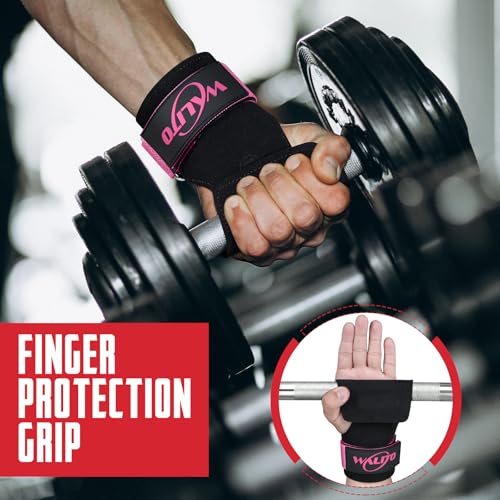 Weight Lifting Wrist Strap，Double Layer Leather Wrist Wraps with Neoprene Padding for Weightlifting & Deadlifts – Adjustable Gym Straps for Men & Women - color: Pink