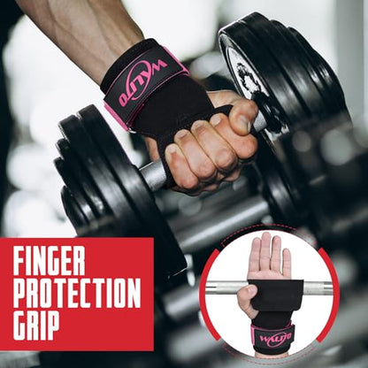 Weight Lifting Wrist Strap，Double Layer Leather Wrist Wraps with Neoprene Padding for Weightlifting & Deadlifts – Adjustable Gym Straps for Men & Women - color: Pink