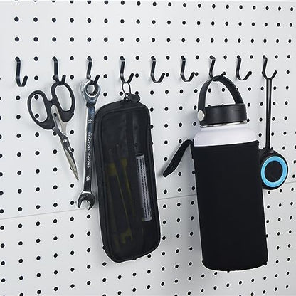 Pegboard J Hooks Black 80pcs Peg Board Metal Tool Hangers for Garage Craft | 1/4" Pegboard Accessories, Stainless Steel Hooks with A Small Plier, Adjustable J Hook for Slot Panels, Wire Shelves, Racks - style: 80pcs Black J Hooks