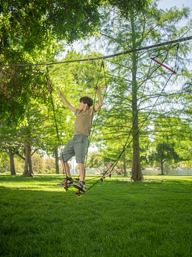 Slackers Deluxe Ninjaline Kit 56 ft with 9 Hanging Obstacles - Best Outdoor Ninja Warrior Training Equipment for Kids - Build Your Very Own Backyard Ninja Obstacle Course - Rated Ages 5+