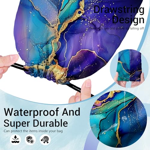Purple Marble Drawstring Gym Bag Adjustable Gymnastics Storage Pouch for Gymnasts Holding - color: Marble-purple