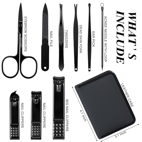 Manicure Set Men Personal Care Tools Accessories Professional Nail Clippers Pedicure Kit With Travel Case Nail Grooming Kit Gifts for Men Women
