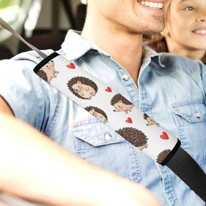 1 Pair Universal Soft and Comfortable Seat Belt Shoulder Pad for Kids, Stroller Pushchair High Chair, Cute Hedgehog Pink Hearts Shoulder Protector, Anti-Slip Pad - color: Pattern 648