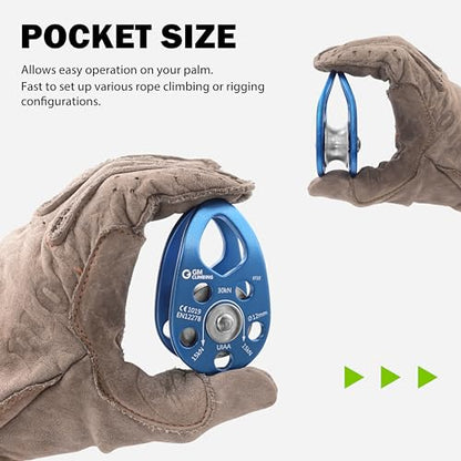GM CLIMBING Swing Cheek Micro Pulley 30kN CE UIAA Certified - color: Ball Bearing | Blue-Pack of 2
