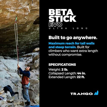 Trango Beta Stick EVO - Adjustable Climbing Stick Clip Tool for Sport Climbing & Bolt Clipping - size: Ultra Long
