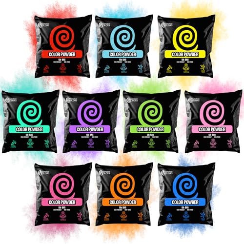 Chameleon Colors Colored Powder Bulk Bags 5LB ea, Fun Run, Color War, 10 Pk | Non-Toxic & Washable, Colored Chalk for Throwing, School & Party Events, Holi Festivals, FD&C-Approved, 10 Vibrant Colors - size: 80 Ounce (Pack of 10)