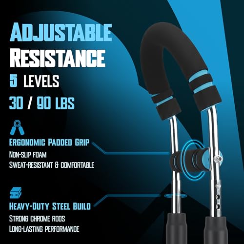 Twister Arm Trainer for Men & Women – Adjustable Chest Expander & Arm Strength Trainer, Home Gym Equipment for Body Workout, Chest Trainer with 2 Springs, Finger Stretcher & Workout Gloves - size: 30/90