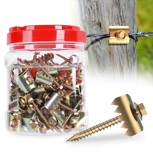 300 Pcs 2'' Fence Staples, Reusable Fence Fasteners with Wire Fixer, Fence Nails for Wire Mesh and Woven Fencing, Quickly Install Fence Screws with Cordless Drill - size: 300PCS