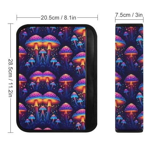 2 Pack Black Neon Mushroom Car Seat Straps Shoulder Pads Breathable Shoulder Protector for Elderly Support, Most Cars, Pressure Relief - color: Pattern 1144